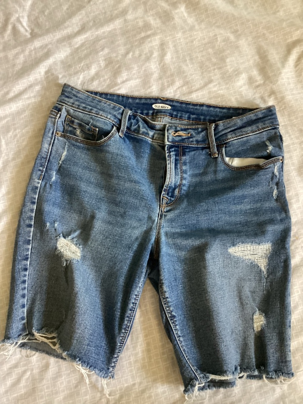 Old Navy Distressed Blue Boyfriend Denim Bermuda Shorts